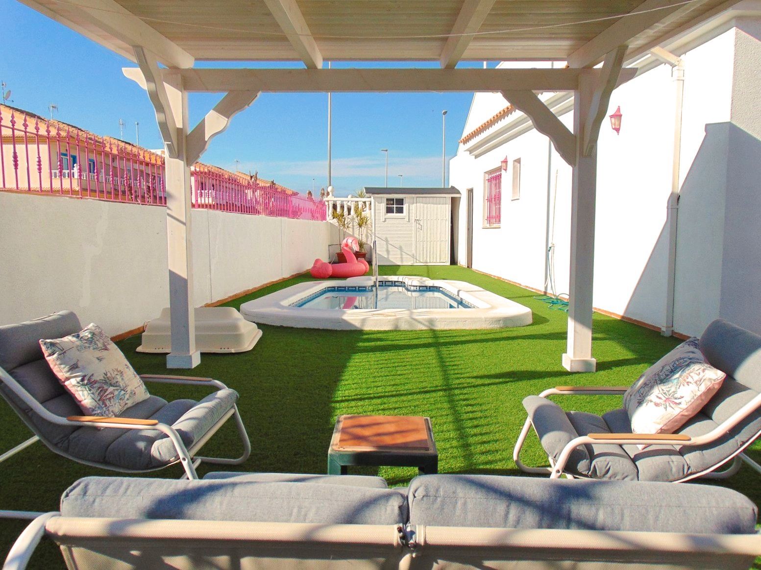 Swimming pool of Single-family semi-detached for sale in Pilar de la Horadada  with Air Conditioner, Heating and Private garden