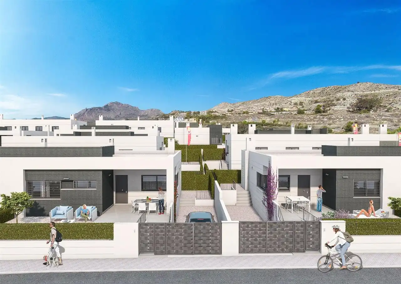 Exterior view of Detached homes for sale in Aspe  with Air Conditioner, Private garden and Swimming Pool