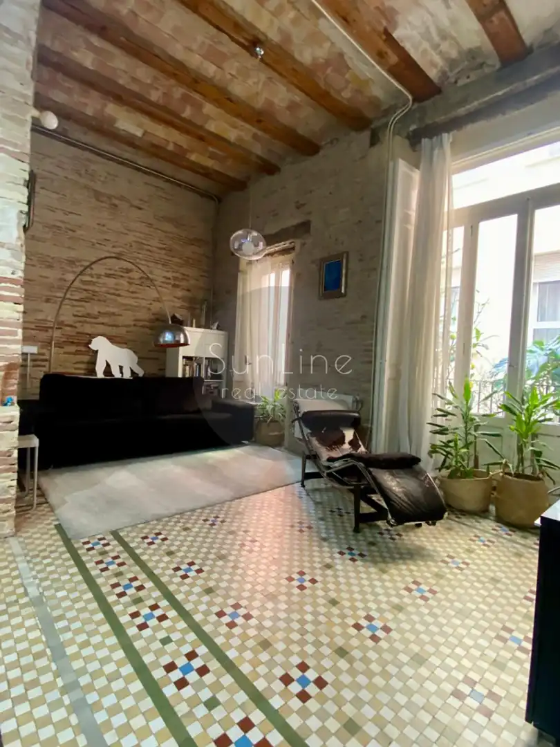Wohnzimmer von Wohnung zur Miete in Valencia mit Klimaanlage, Privatgarten und Terrasse
