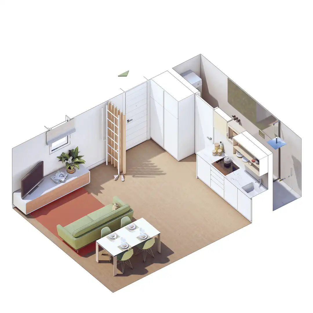 Schlafzimmer von Erdgeschoss zum Verkauf in Barcelona mit Klimaanlage, Heizung und Ofen