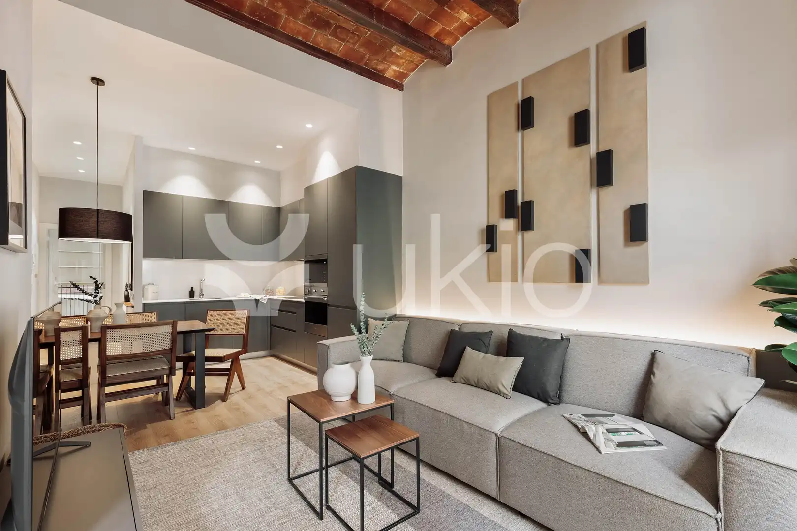 Sala de estar de Apartamento de alquiler en Barcelona con Aire acondicionado, Calefacción y Terraza