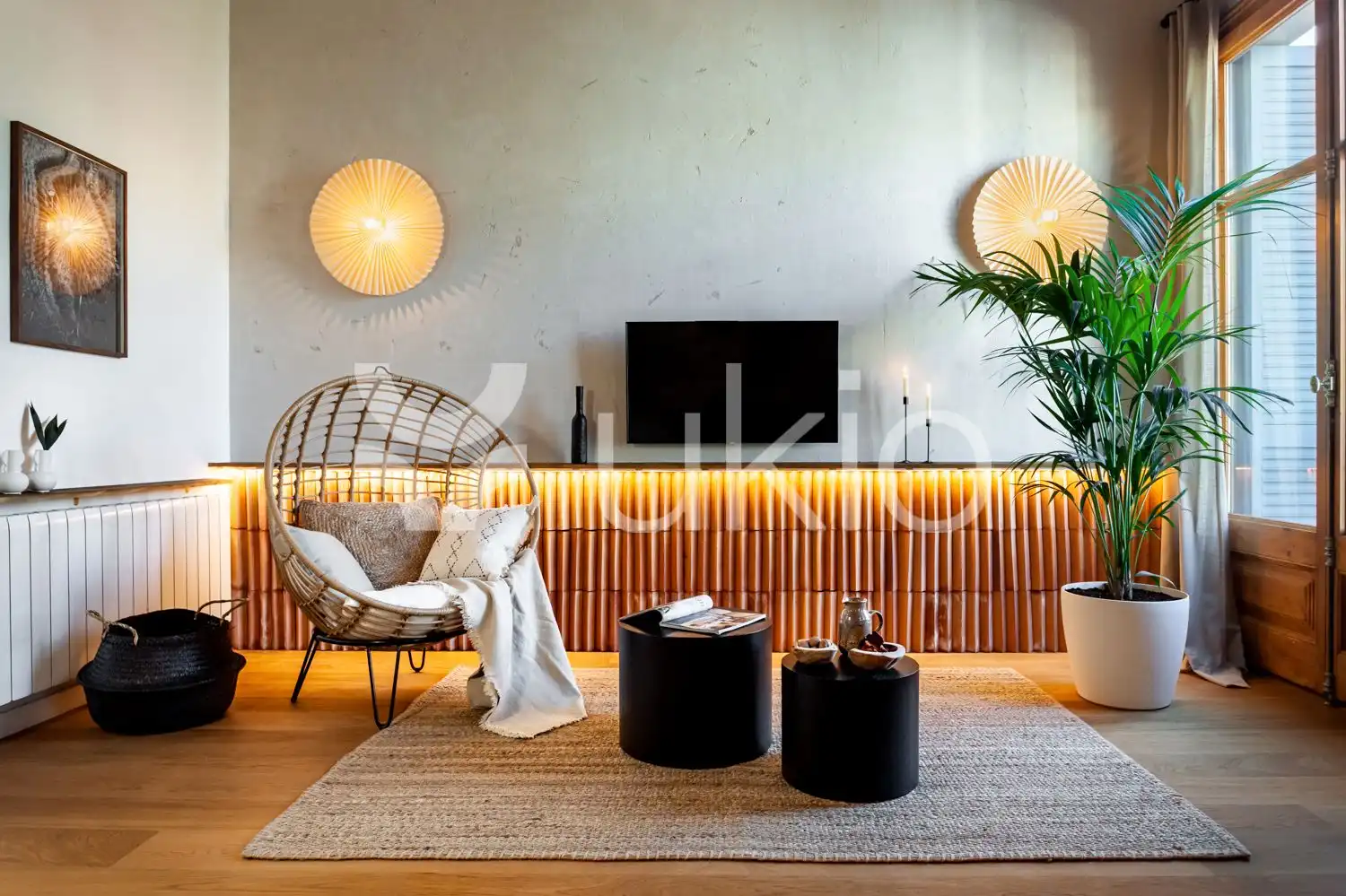 Sala de estar de Apartamento de alquiler en Barcelona con Aire acondicionado, Calefacción y Amueblado