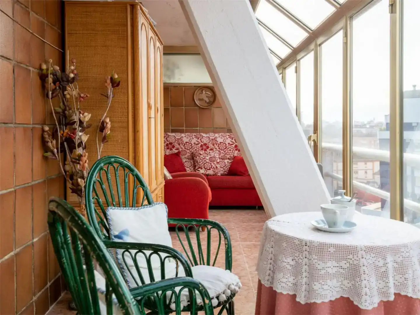 Terraza de Piso de alquiler en Gijón  con Parquet y Amueblado
