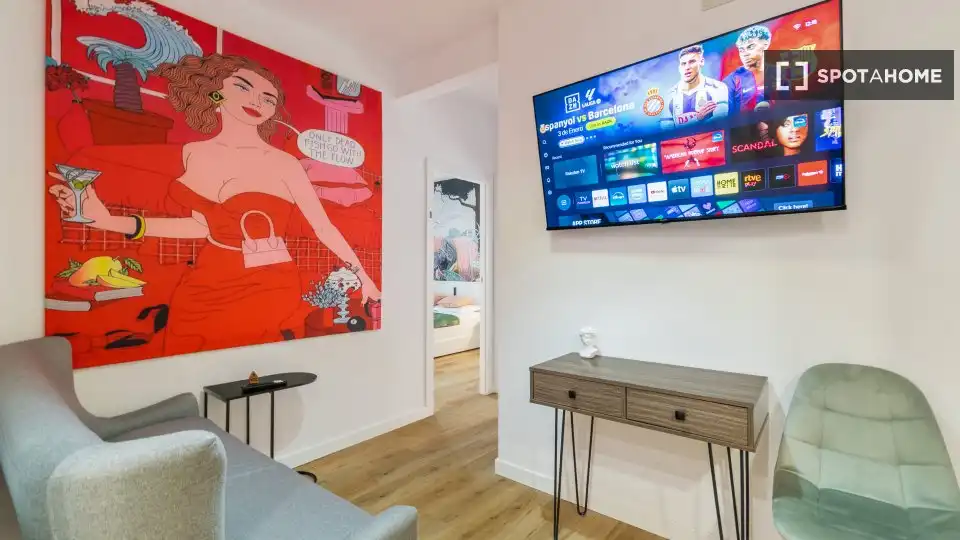 Living room of Flat for share in Barcelona  with Air Conditioner, Terrace and Furnished