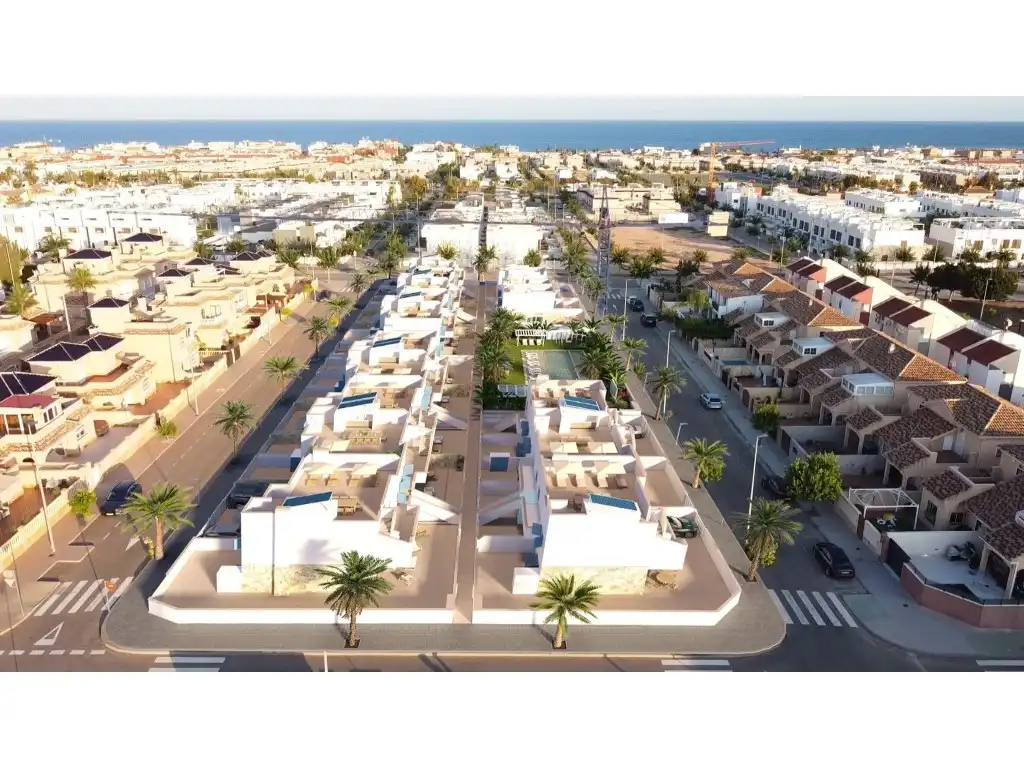 Vista exterior de Casa o chalet en venta en Pilar de la Horadada con Aire acondicionado, Jardín privado y Piscina