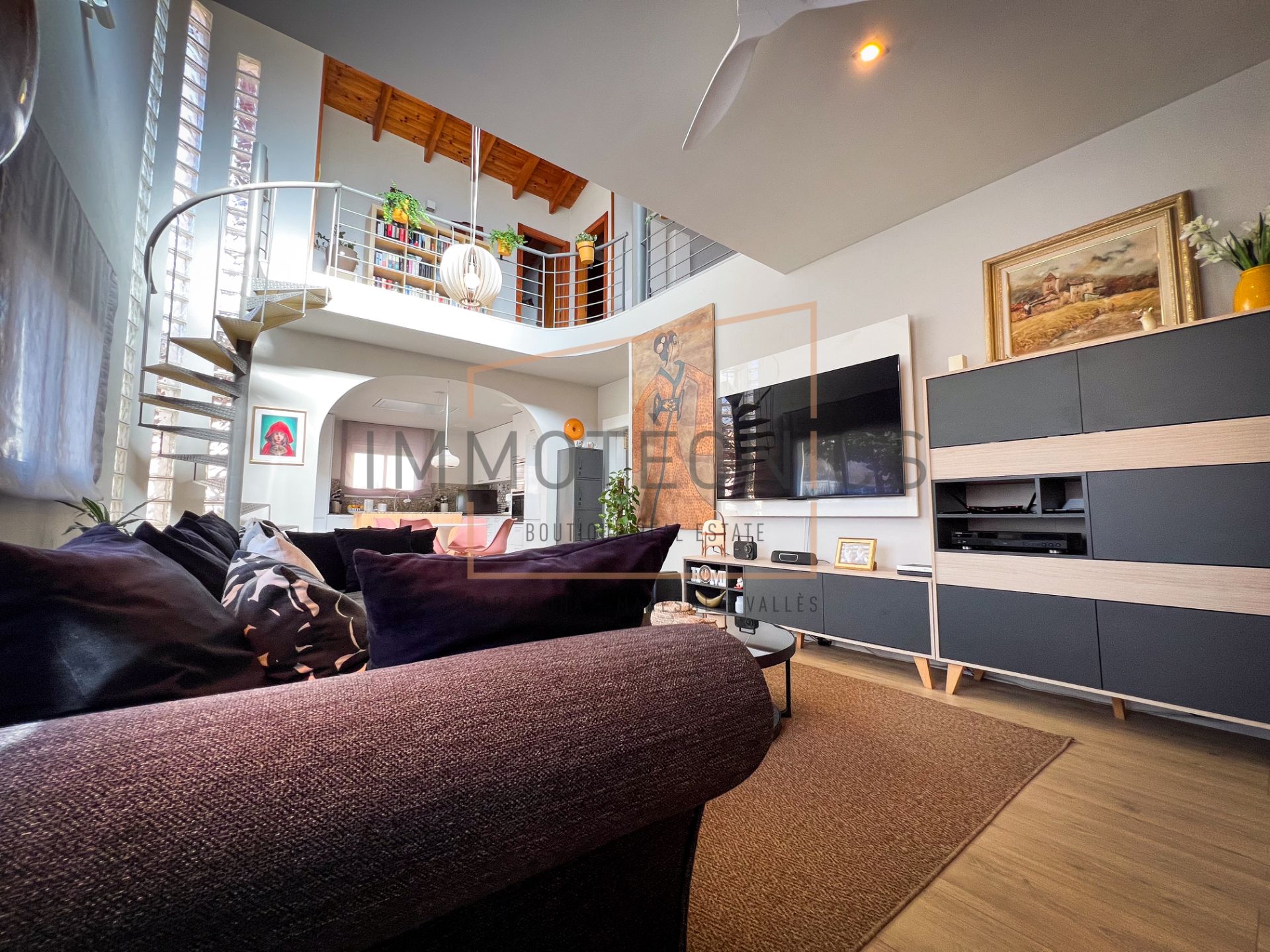 Living room of House or chalet for sale in Lliçà d'Amunt  with Air Conditioner, Parquet flooring and Terrace