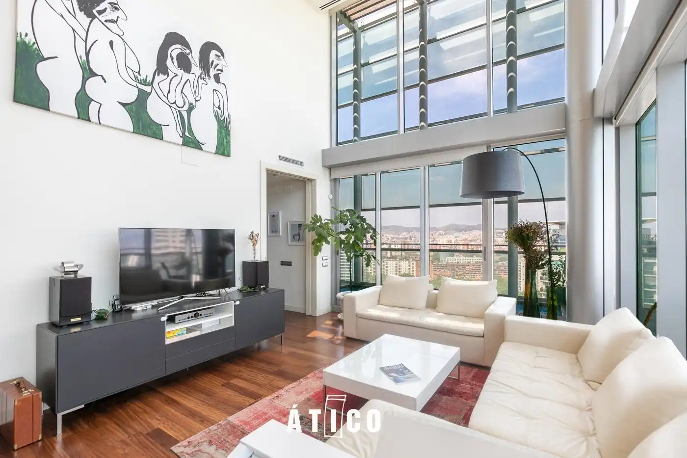 Sala d'estar de Àtic en venda en  Barcelona Capital amb Aire condicionat, Calefacció i Jardí privat
