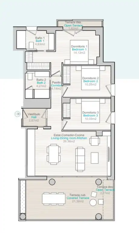 Apartamento con terraza en venta en Zona Pueblo