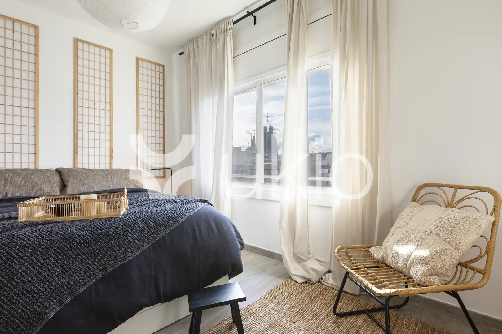 Schlafzimmer von Wohnungen zur Miete in Barcelona mit Klimaanlage, Terrasse und Möbliert