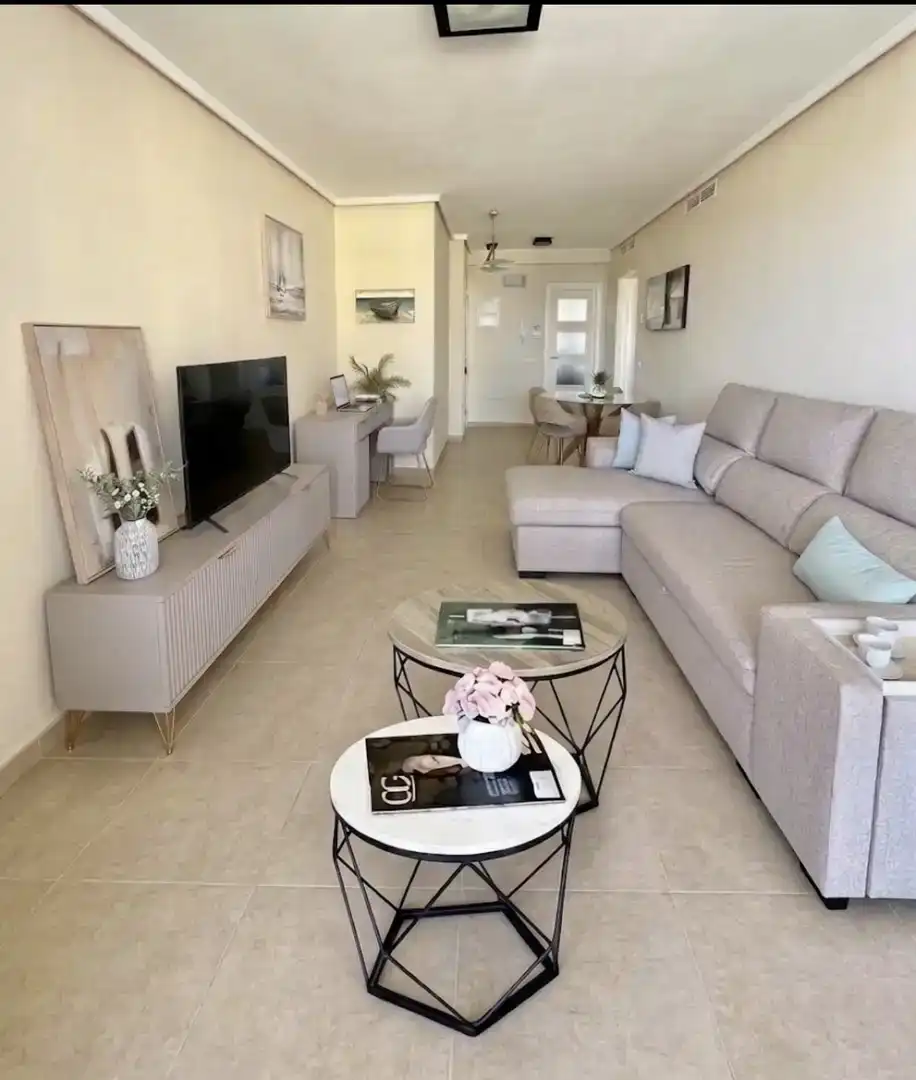 Wohnzimmer von Wohnung zur Miete in Calpe / Calp mit Klimaanlage, Privatgarten und Abstellraum