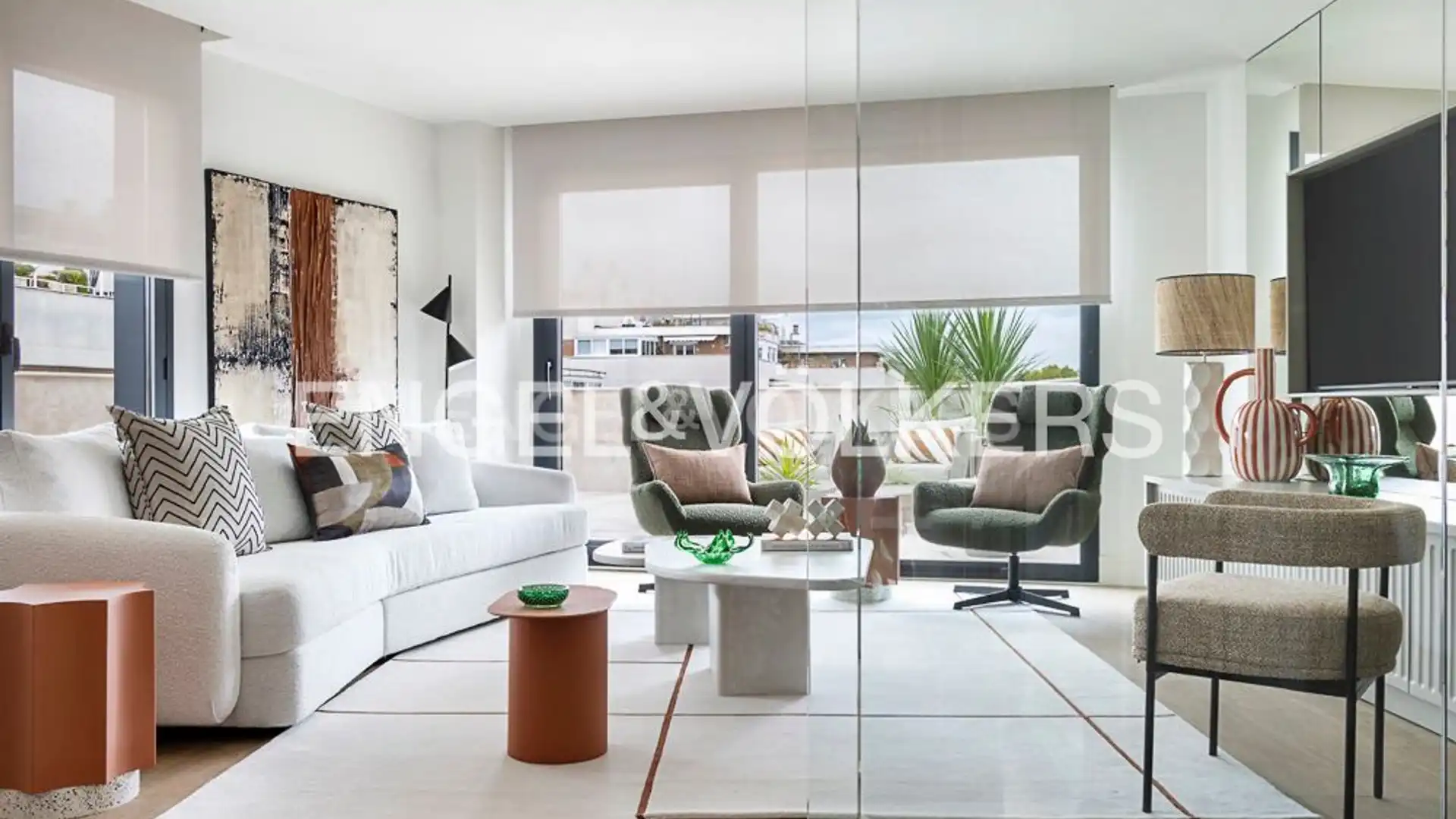 Sala de estar de Ático de alquiler en  Madrid Capital con Aire acondicionado, Calefacción y Jardín privado