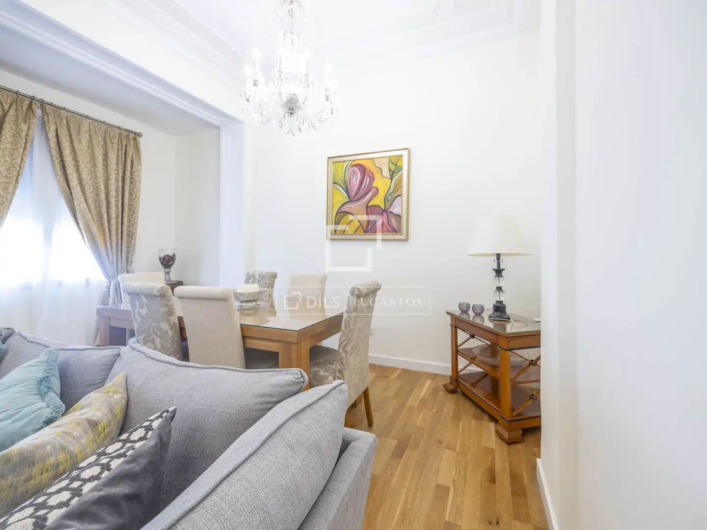Dining room of Flat for rent in Valencia  with Air Conditioner, Parquet flooring and Furnished