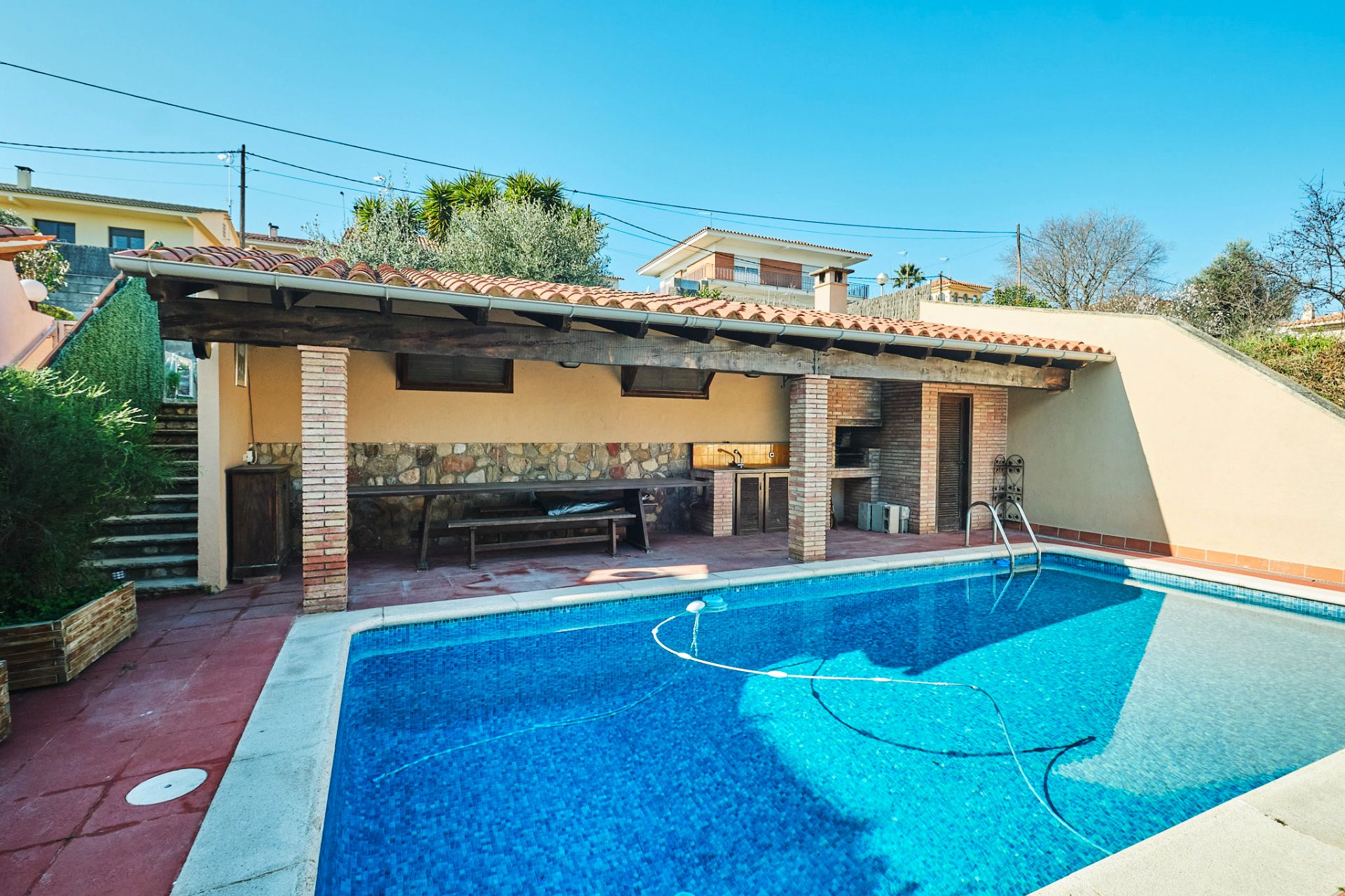 Swimming pool of Single-family semi-detached for sale in Santa Eulàlia de Ronçana  with Heating, Private garden and Parquet flooring