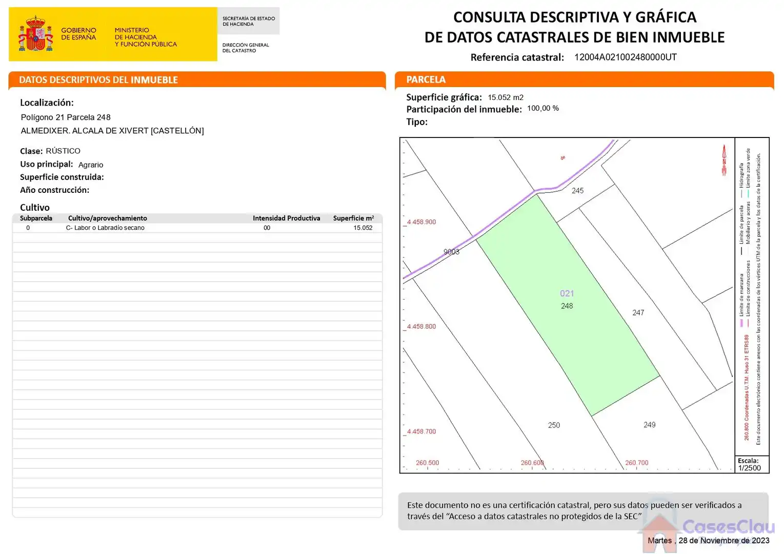Finca rústica en venta en Alcalà de Xivert