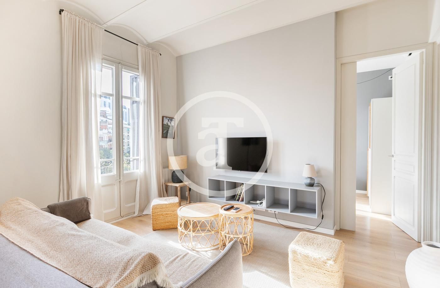 Sala d'estar de Pis de lloguer en  Barcelona Capital amb Aire condicionat, Calefacció i Moblat