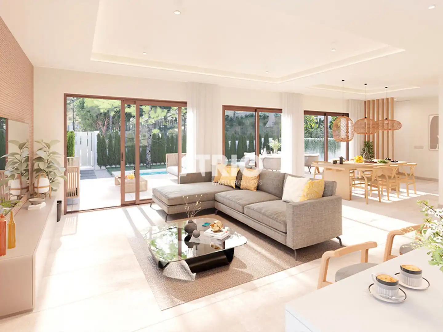 Wohnzimmer von Einfamilien-Reihenhaus zum Verkauf in Calvià mit Klimaanlage, Privatgarten und Terrasse