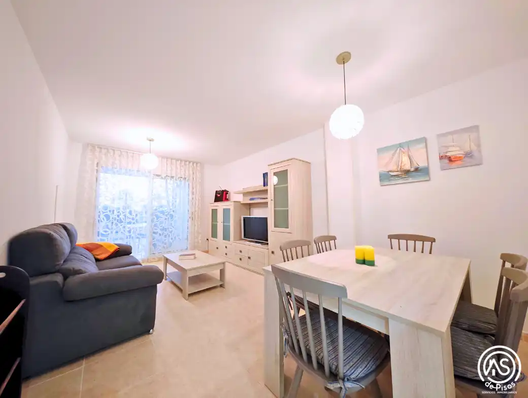 Wohnzimmer von Wohnung zur Miete in Mont-roig del Camp mit Klimaanlage, Heizung und Privatgarten