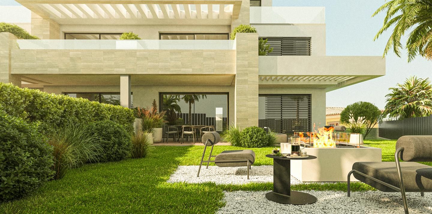Terraza de Apartamento en venta en Estepona con Aire acondicionado, Calefacción y Jardín privado