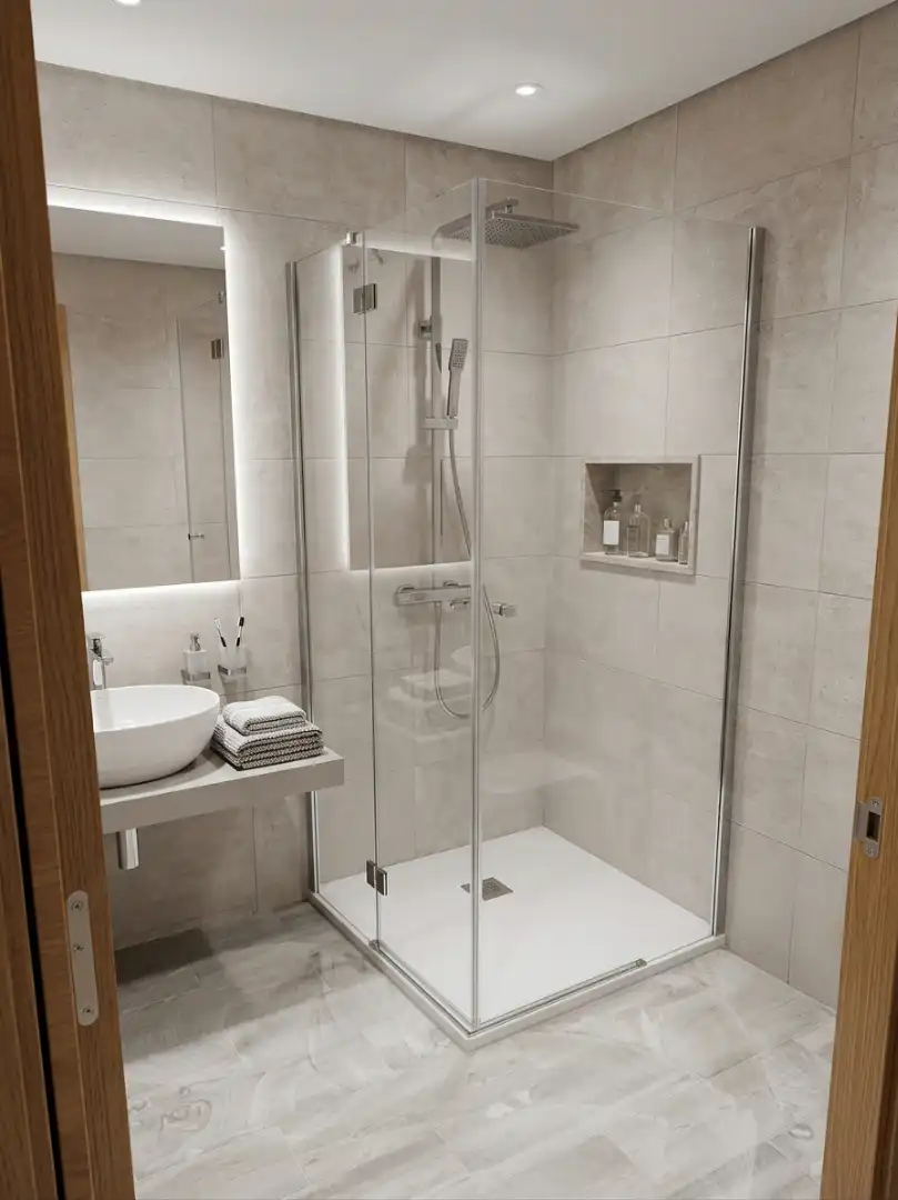Badezimmer von Wohnung zum Verkauf in Manlleu mit Klimaanlage, Heizung und Balkon
