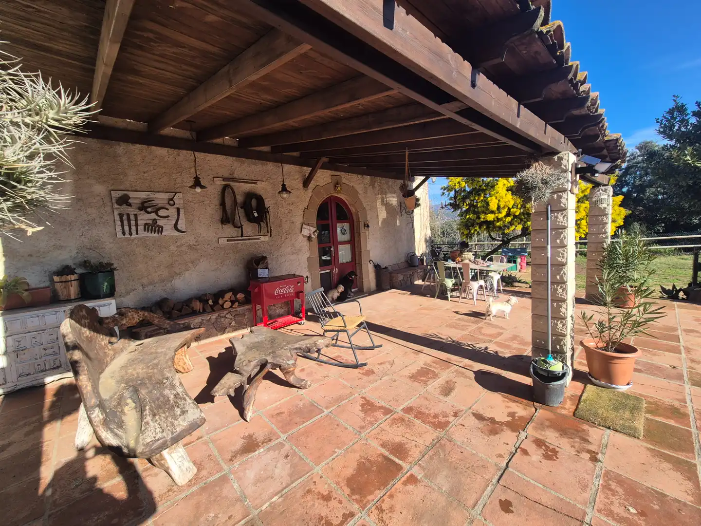 Terraza de Finca rústica en venta en Santa Eulàlia de Ronçana con Aire acondicionado, Calefacción y Jardín privado