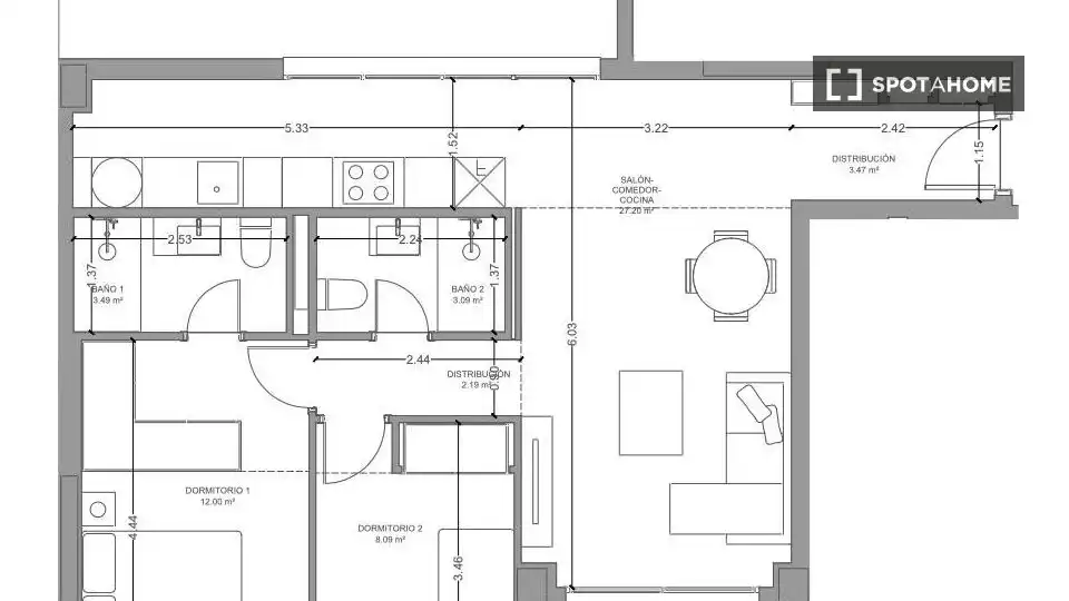 Apartament per a compartir en Málaga amb Aire condicionat, Terrassa i Moblat
