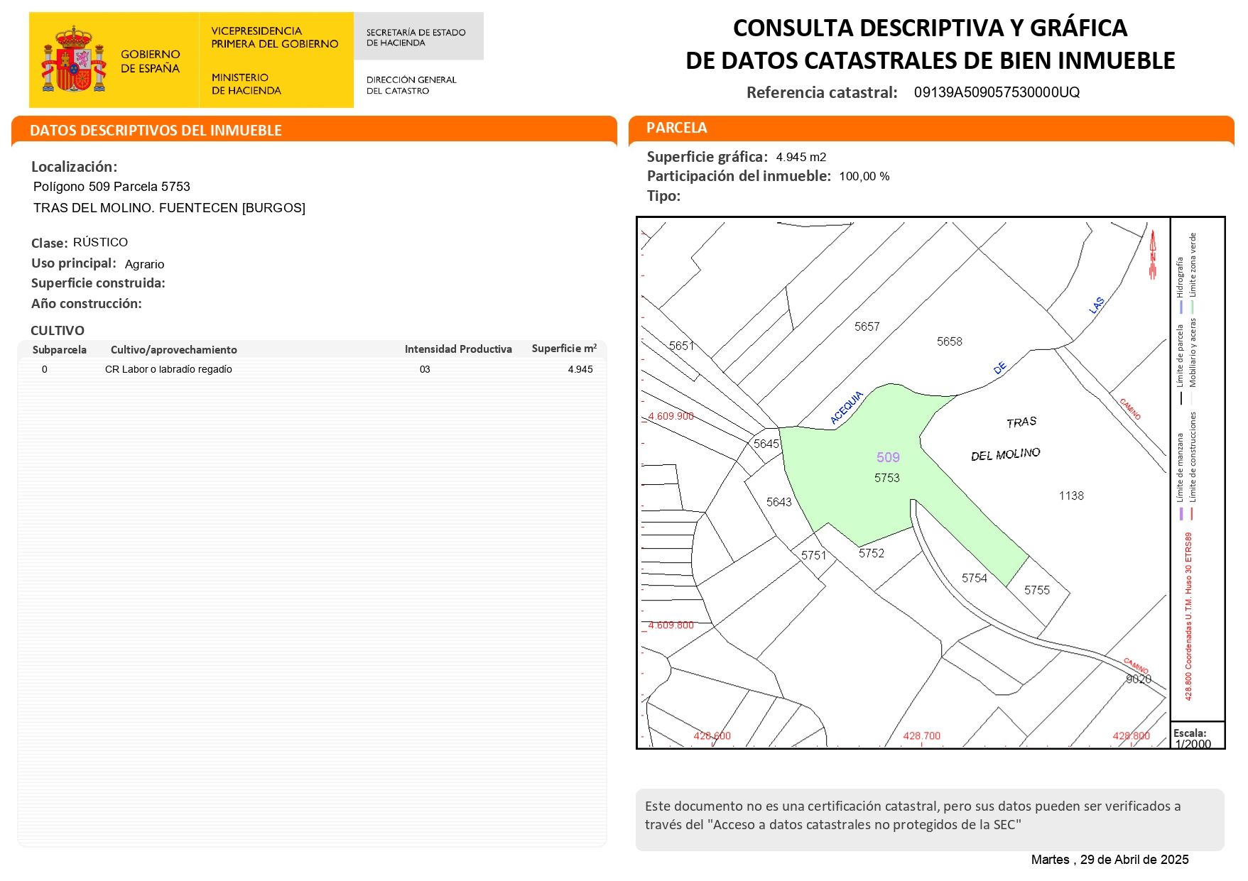 Terreno en venta en N/A, -1, Fuentecén