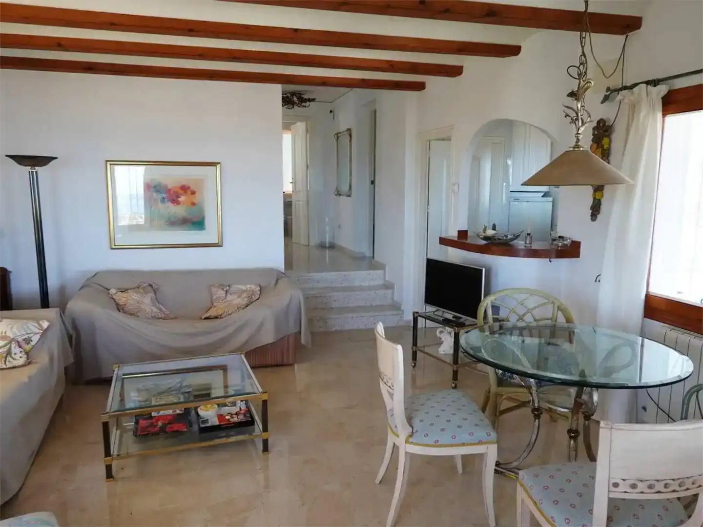 Wohnzimmer von Wohnung zur Miete in Dénia mit Klimaanlage, Privatgarten und Schwimmbad