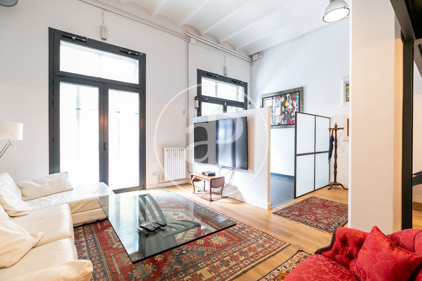 Sala d'estar de Pis de lloguer en  Barcelona Capital amb Aire condicionat, Calefacció i Moblat