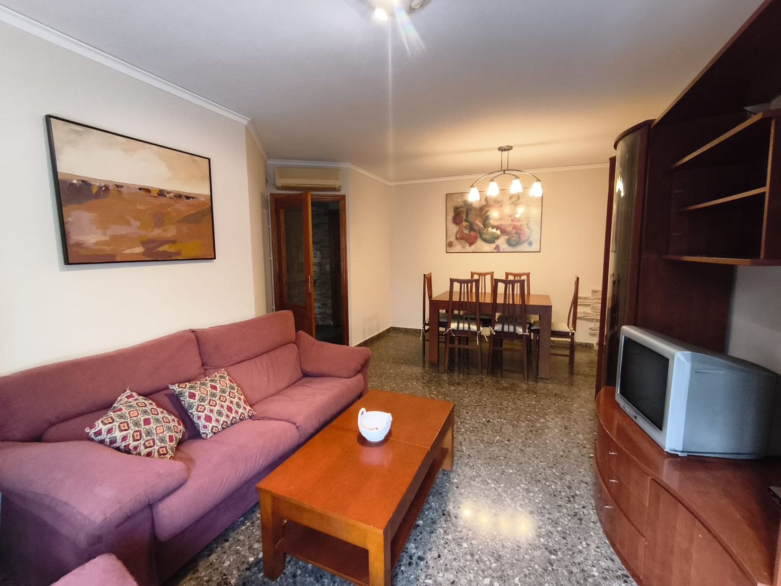 Sala d'estar de Pis de lloguer en Sagunto / Sagunt amb Aire condicionat, Jardí privat i Moblat