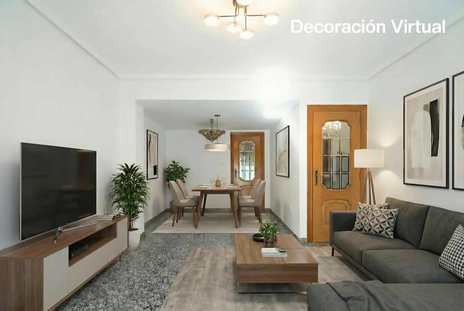 Wohnzimmer von Wohnung zum Verkauf in Valencia mit Klimaanlage, Privatgarten und Abstellraum