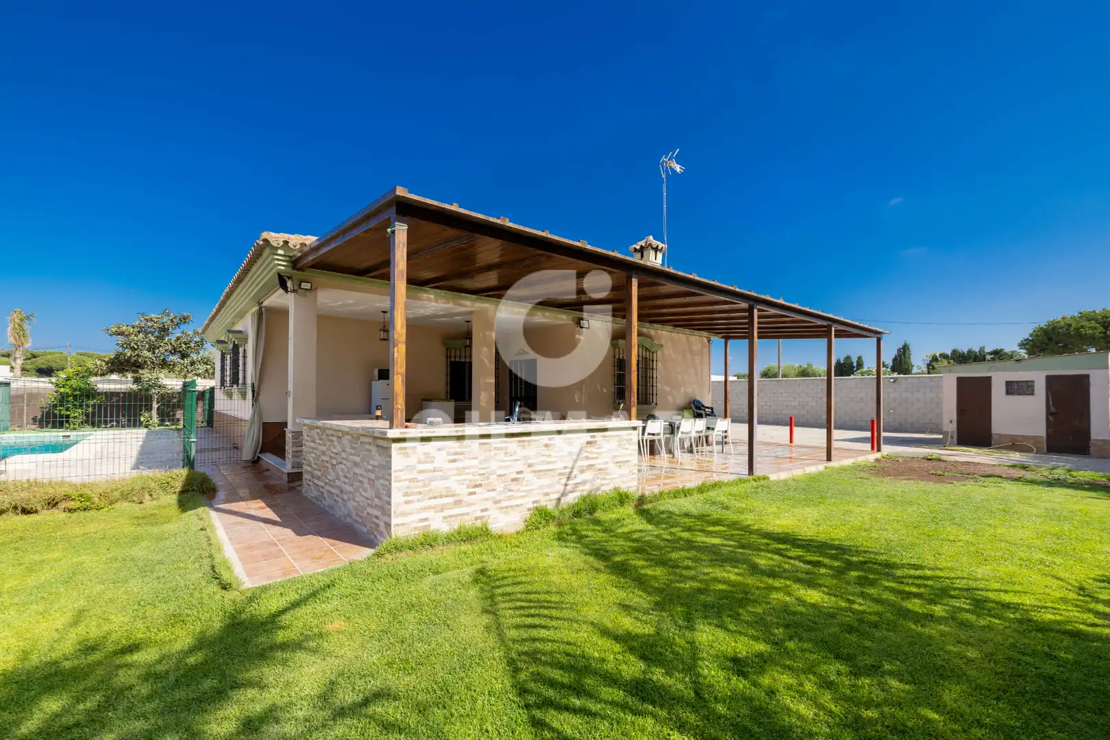 Jardí de Casa o xalet de lloguer en El Puerto de Santa María amb Aire condicionat, Jardí privat i Piscina