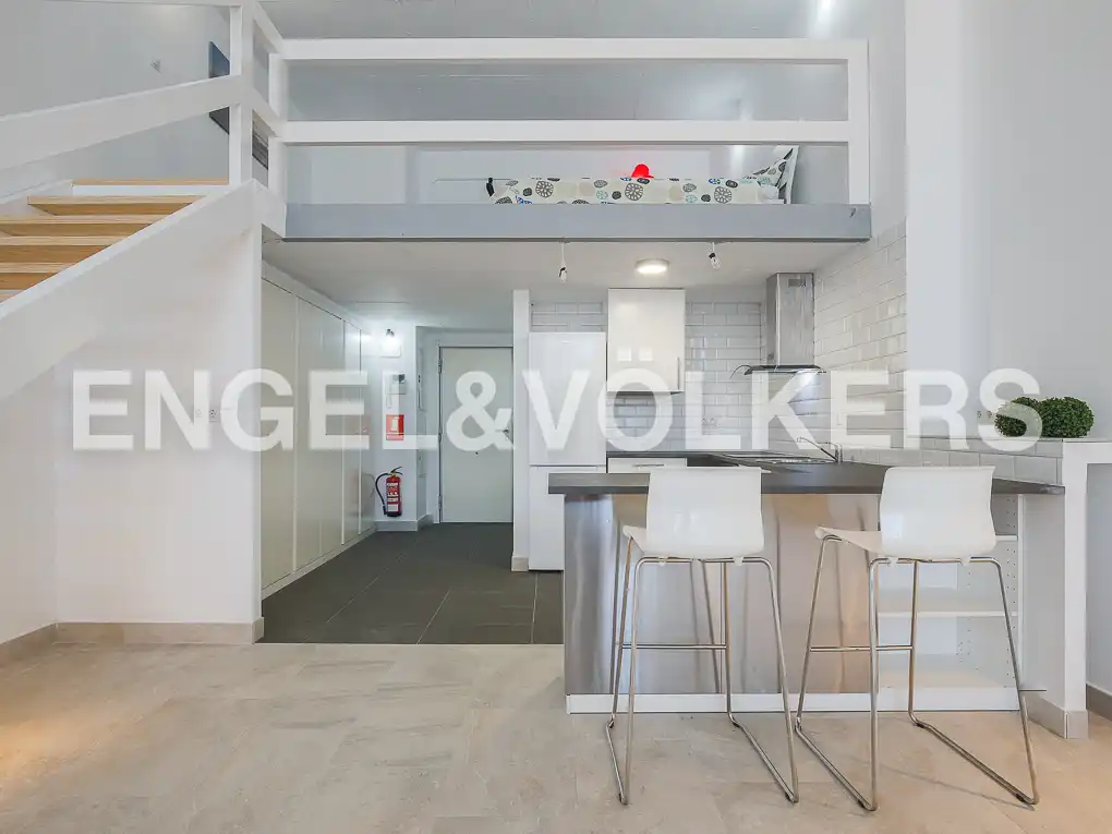 Küche von Loft zur Miete in Valencia mit Klimaanlage, Heizung und Privatgarten
