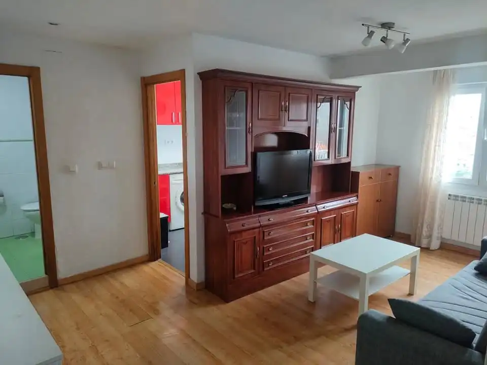 Sala d'estar de Pis de lloguer en Gijón  amb Calefacció, Parquet i Moblat