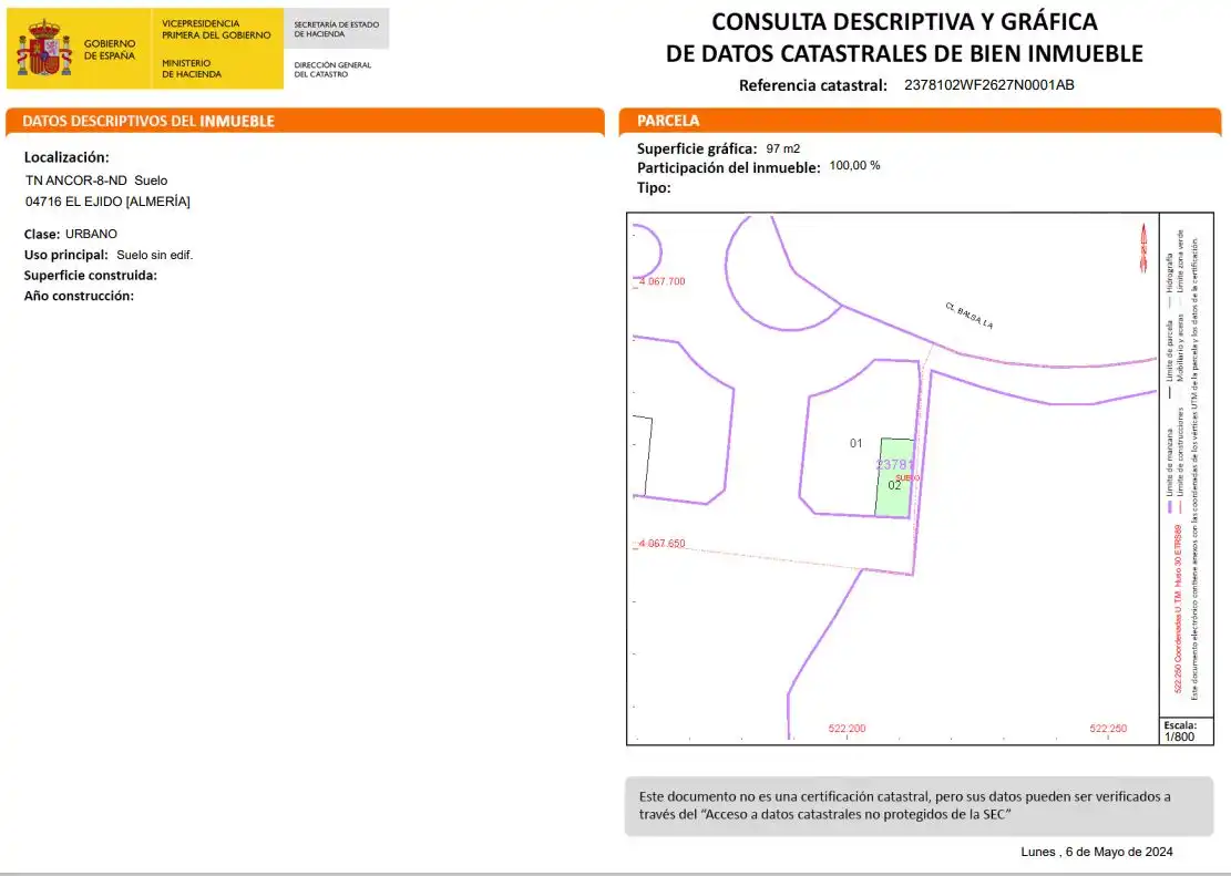Land for sale in El Ejido