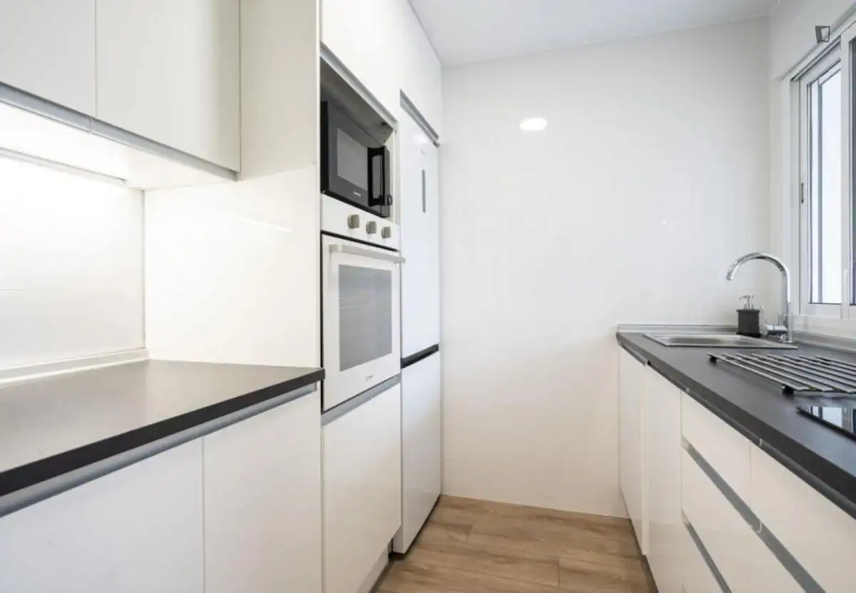 Cuina de Apartament de lloguer en Madrid amb Calefacció, Moblat i Forn