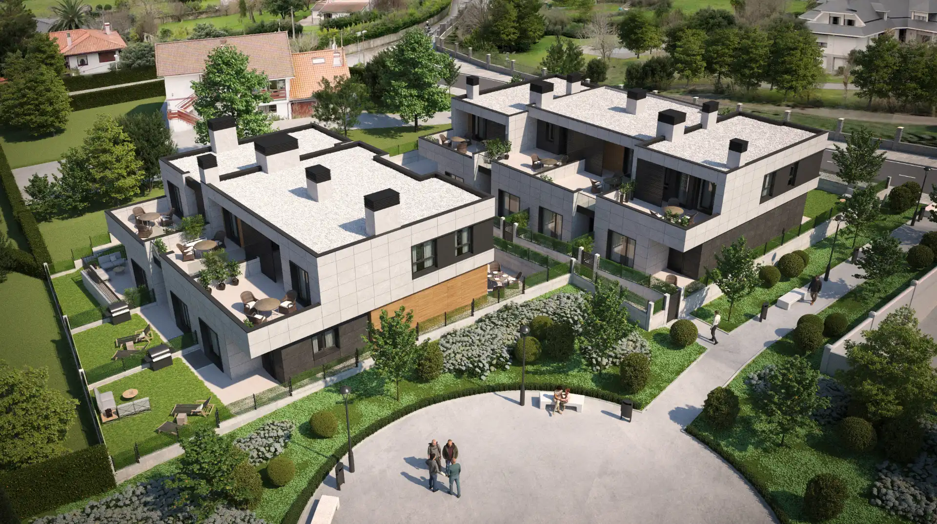 Außenansicht von Einfamilien-Reihenhaus zum Verkauf in Berango mit Heizung, Privatgarten und Parkett