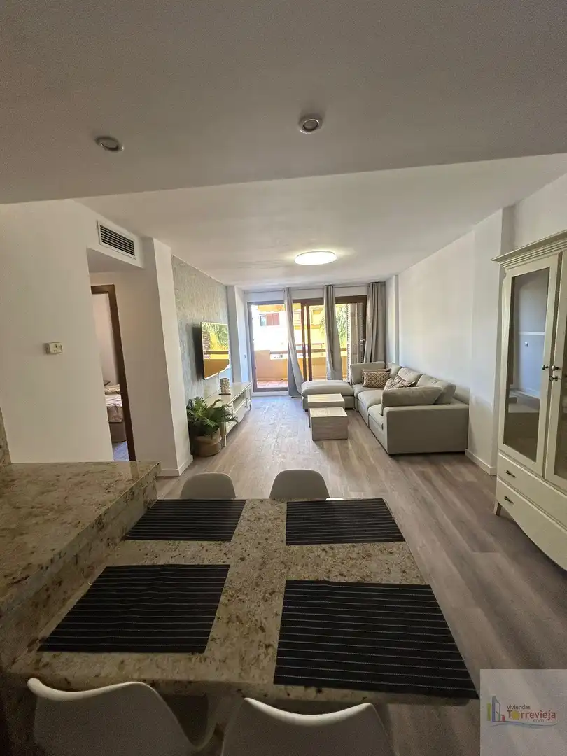 Sala d'estar de Apartament de lloguer en Torrevieja amb Aire condicionat, Calefacció i Terrassa