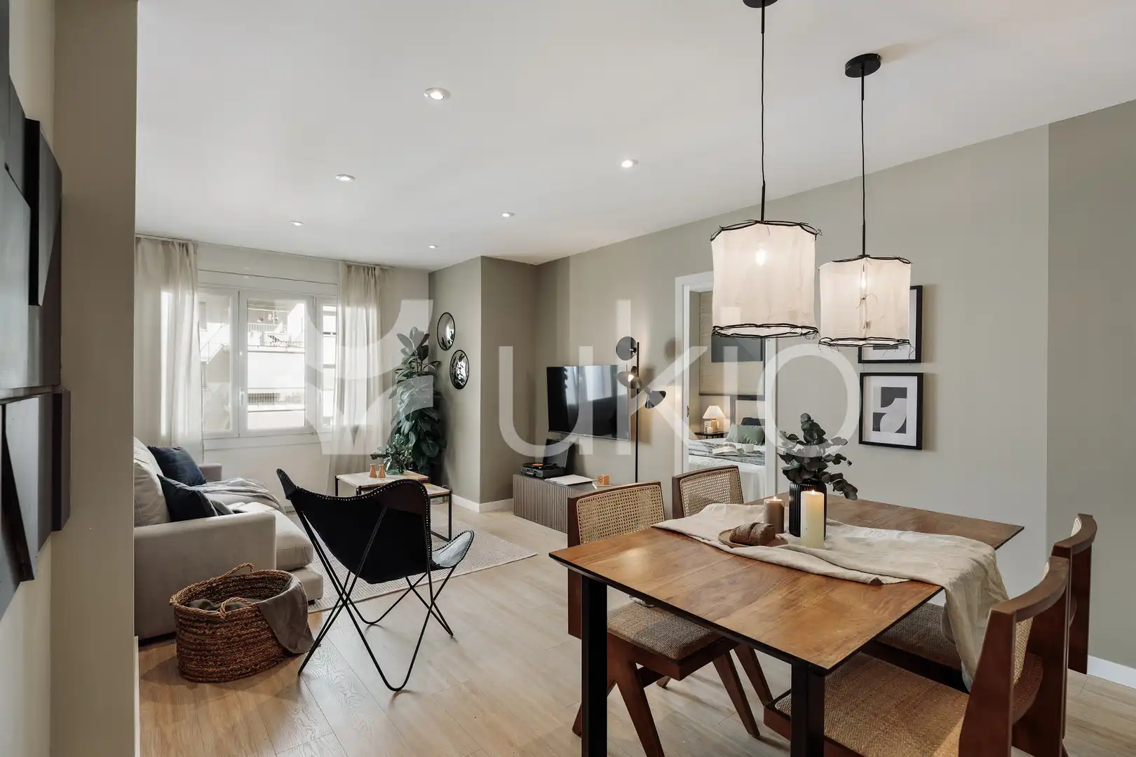 Sala de estar de Apartamento de alquiler en Barcelona con Aire acondicionado, Calefacción y Amueblado