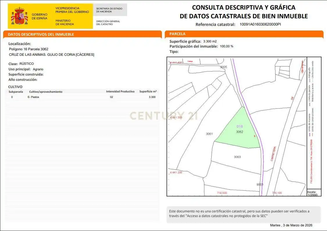Terreno en venta en Guijo de Coria
