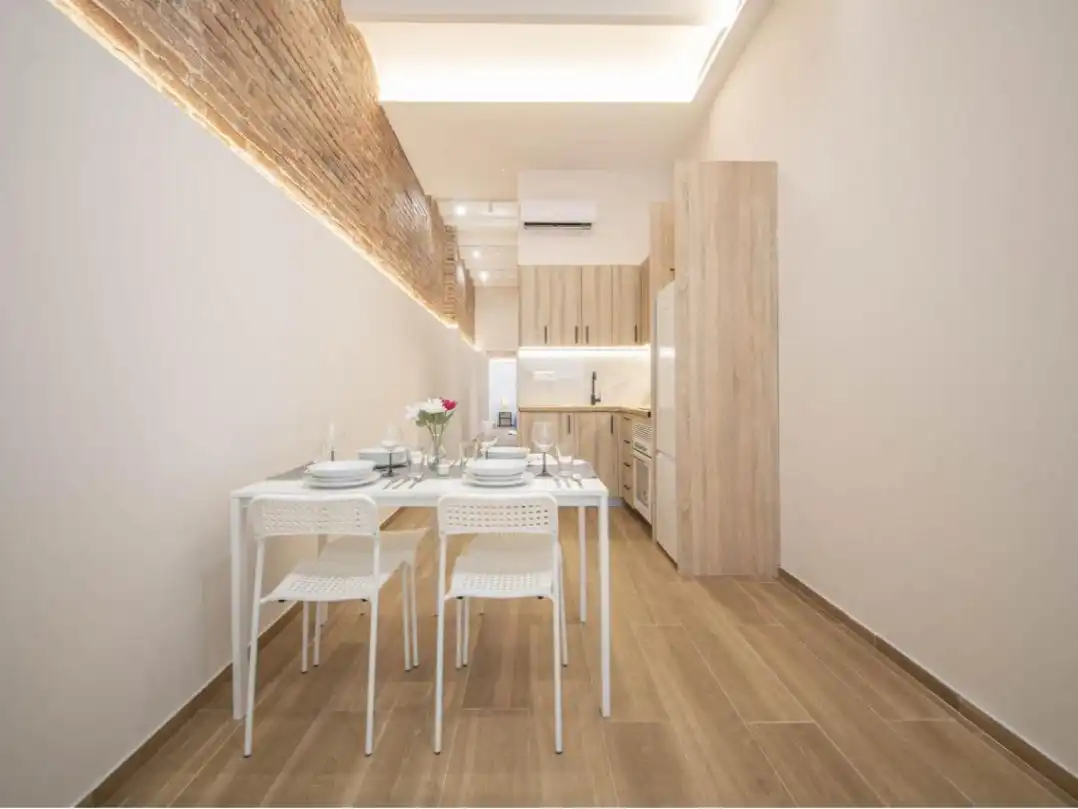 Kitchen of Flat for sale in Barcelona  with Air Conditioner, Private garden and Parquet flooring