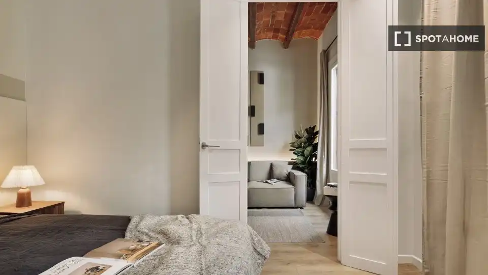 Sala de estar de Piso de alquiler en Barcelona con Aire acondicionado, Calefacción y Amueblado
