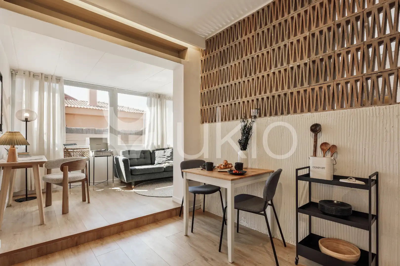 Sala de estar de Apartamento de alquiler en Barcelona con Aire acondicionado, Calefacción y Terraza