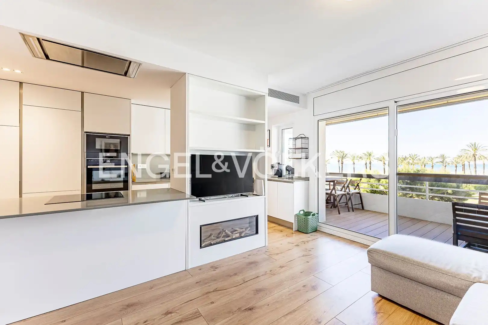 Wohnzimmer von Wohnung zur Miete in Vilanova i la Geltrú mit Klimaanlage, Heizung und Schwimmbad