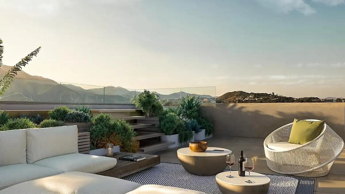 Terrasse von Wohnungen zum Verkauf in Estepona mit Klimaanlage, Terrasse und Abstellraum