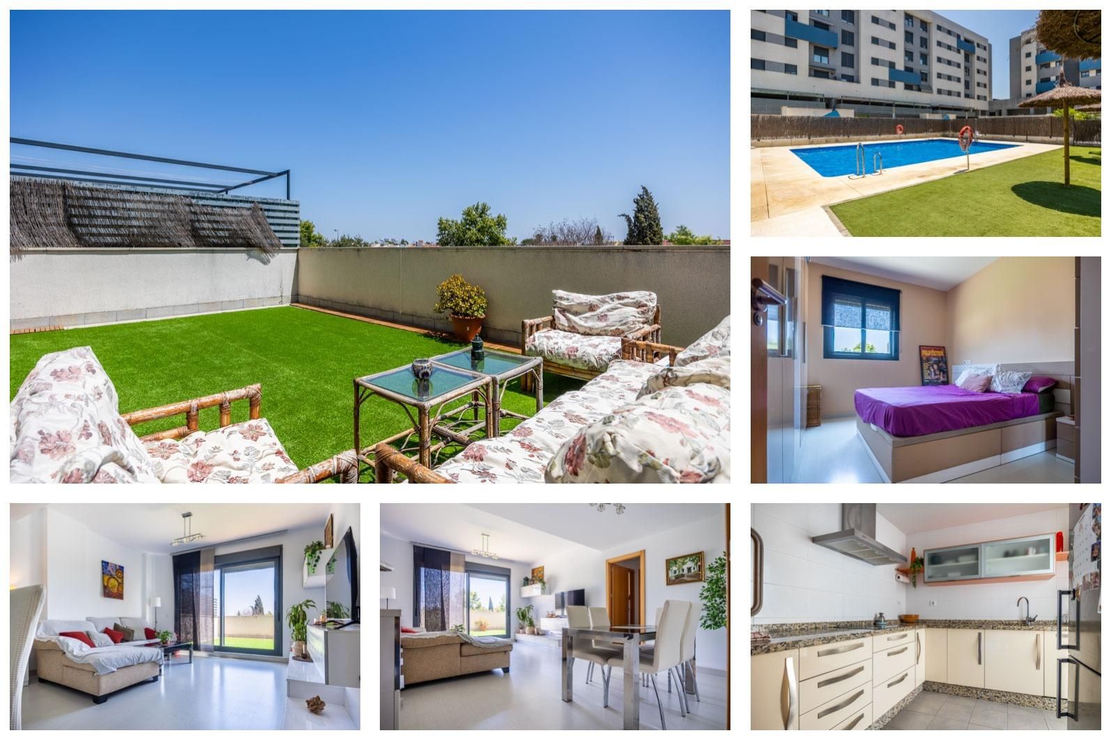 Vista exterior de Pis en venda en Mairena del Aljarafe amb Aire condicionat, Jardí privat i Terrassa