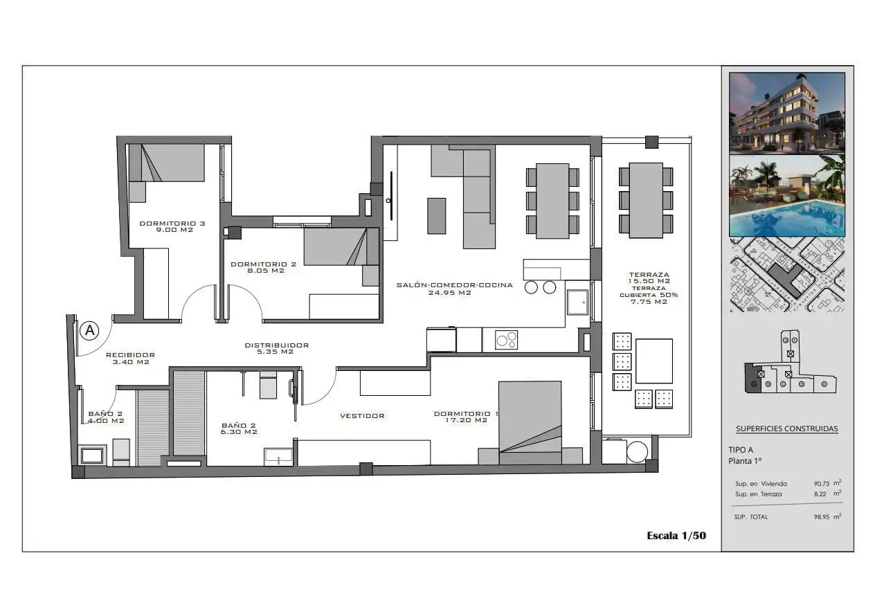 Apartamento con terraza en venta en Santa Pola ciudad, imagen 6