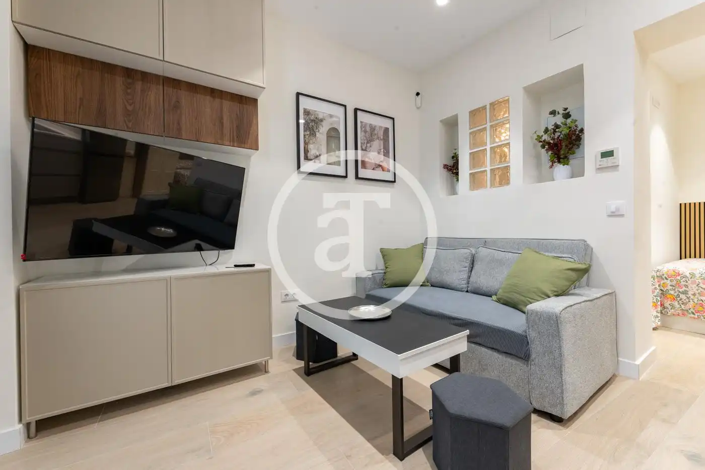 Sala d'estar de Estudi de lloguer en Madrid amb Aire condicionat, Calefacció i Moblat