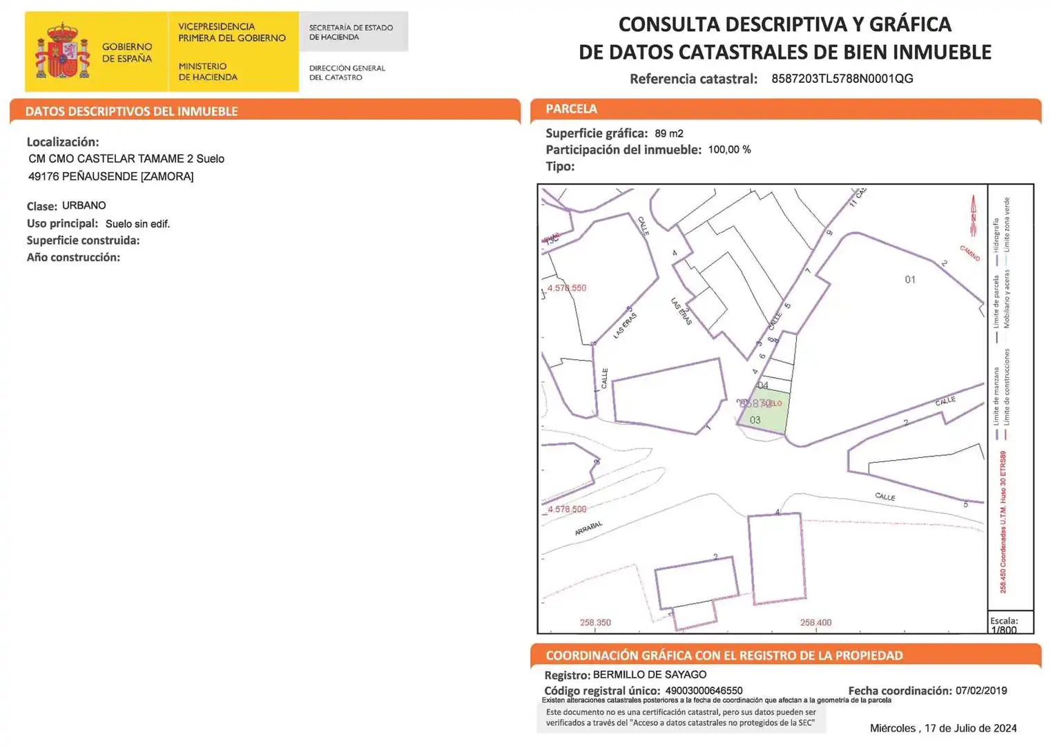 Finca rústica en venta en Peñausende con Jardín privado