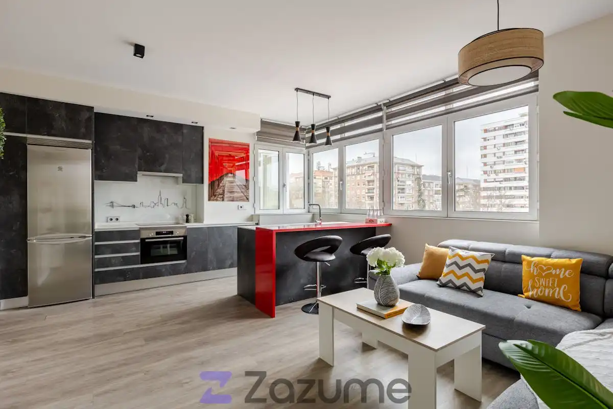 Sala d'estar de Pis de lloguer en  Madrid Capital amb Aire condicionat, Calefacció i Moblat