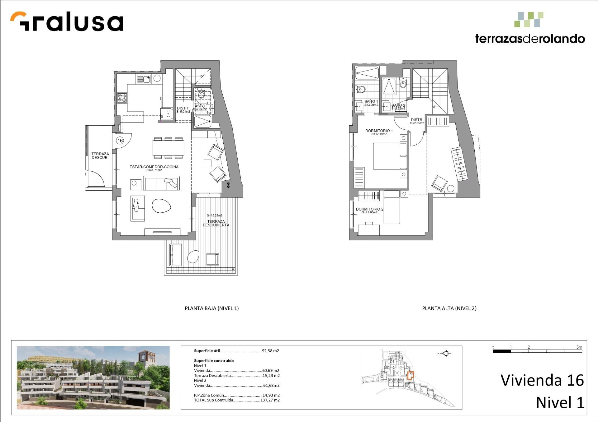 Duplex for sale in  Granada Capital  with Air Conditioner, Heating and Terrace